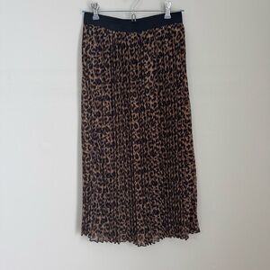 Leopard Print Pleated Maxi Skirt